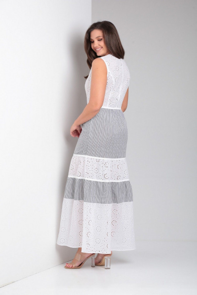 Платье LadisLine 1509 белый+полоска - фото 8