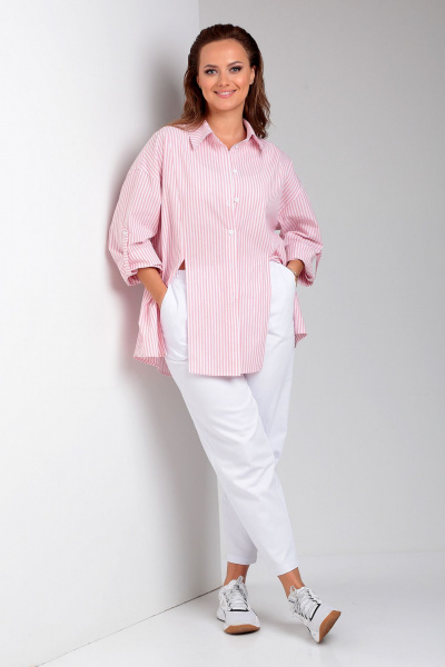 Брюки, рубашка Liona Style 898 розовая_полоска - фото 1
