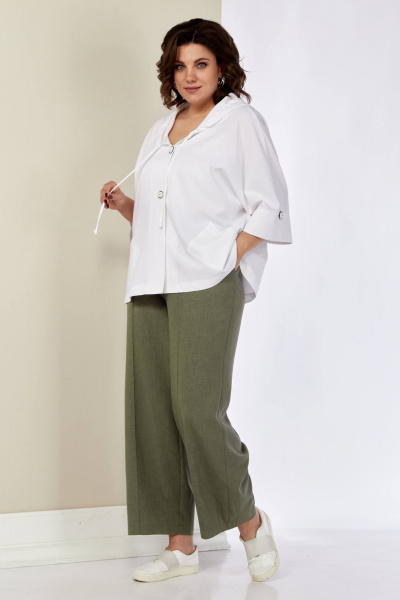 Блуза, брюки Shetti 4057 белый+олива - фото 2