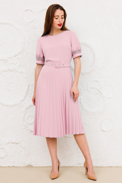 Платье, пояс Bazalini 4938 розовый - фото 1
