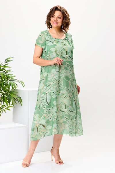 Платье Romanovich Style 1-1332 зеленый_цветы - фото 6
