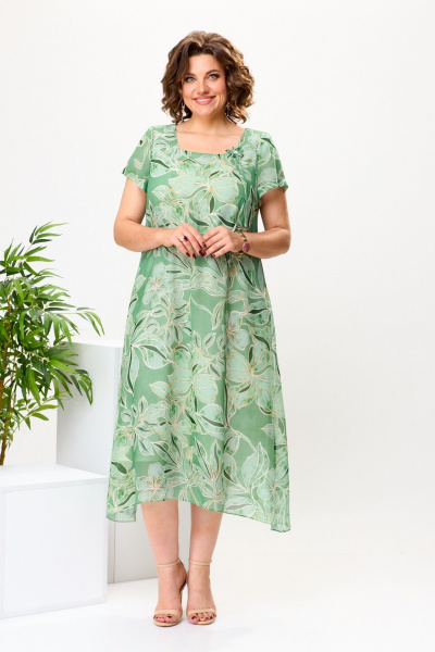 Платье Romanovich Style 1-1332 зеленый_цветы - фото 4