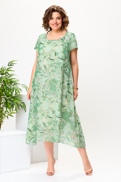 Платье Romanovich Style 1-1332 зеленый_цветы - фото 1