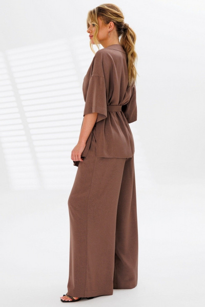 Блуза, брюки, пояс Faufilure C1530 коричневый - фото 3
