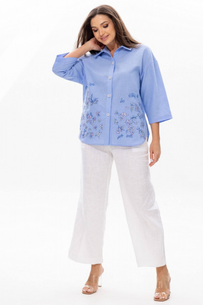 Блуза, брюки Ma Сherie 3069 голубой
+белый - фото 4