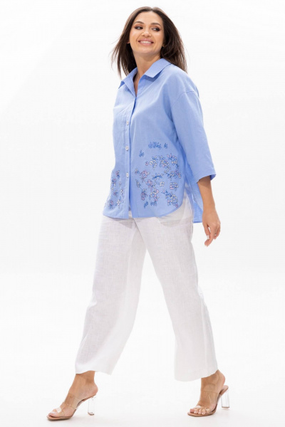 Блуза, брюки Ma Сherie 3069 голубой
+белый - фото 3