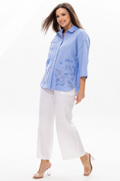 Блуза, брюки Ma Сherie 3069 голубой
+белый - фото 2