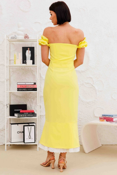 Платье AURA of the day 3265 лимонный+молочное кружево - фото 2