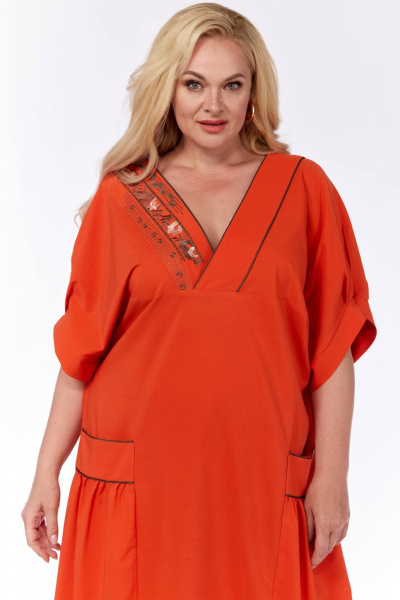 Платье Viola Style 01071 красно-оранжевый - фото 4