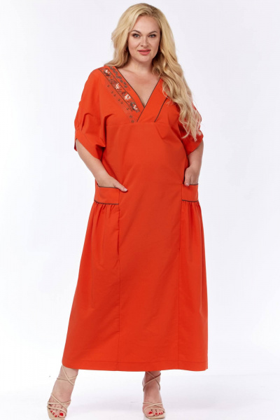Платье Viola Style 01071 красно-оранжевый - фото 1