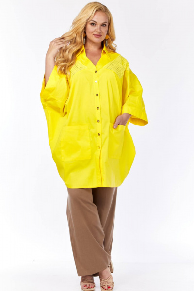 Рубашка Viola Style 1193 желтый - фото 4
