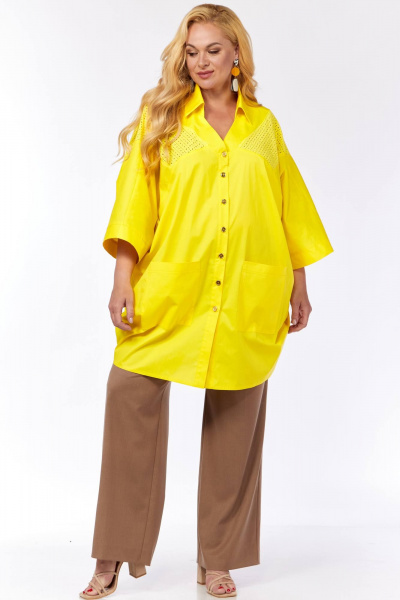 Рубашка Viola Style 1193 желтый - фото 3