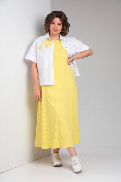 Блуза, платье INVITE 6058 желтый+белый - фото 1