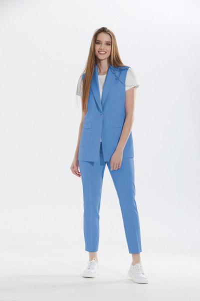 Блуза, брюки, жилет Alani Collection 2142 голубой - фото 3