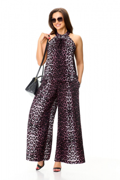 Блуза, брюки Taita plus 2412 леопард_бордо - фото 4