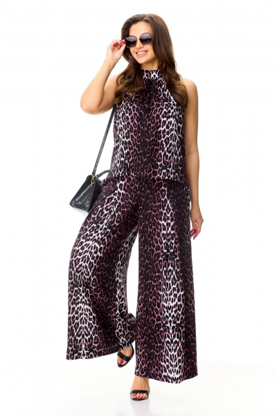 Блуза, брюки Taita plus 2412 леопард_бордо - фото 3