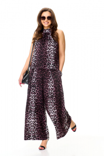 Блуза, брюки Taita plus 2412 леопард_бордо - фото 2