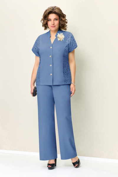 Блуза, брюки VOLNA 1358 джинсово-голубой - фото 1