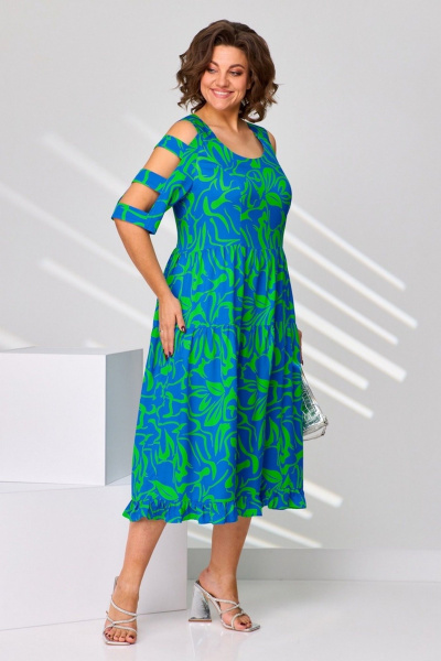 Платье Асолия 2687 зелено-васильковый - фото 7
