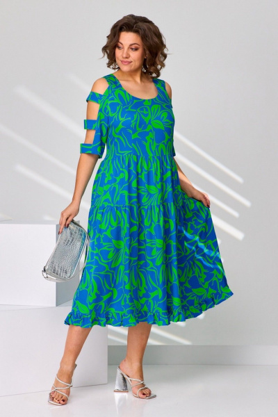 Платье Асолия 2687 зелено-васильковый - фото 4