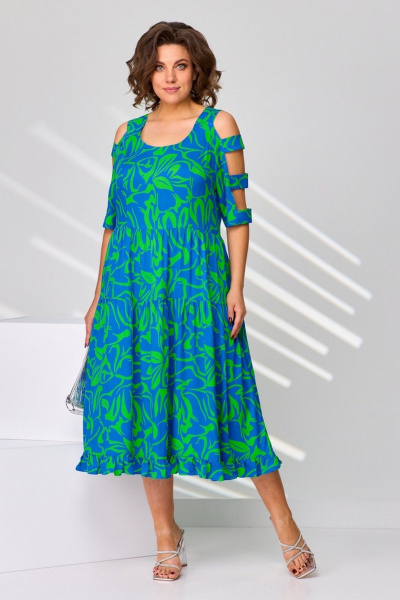 Платье Асолия 2687 зелено-васильковый - фото 3