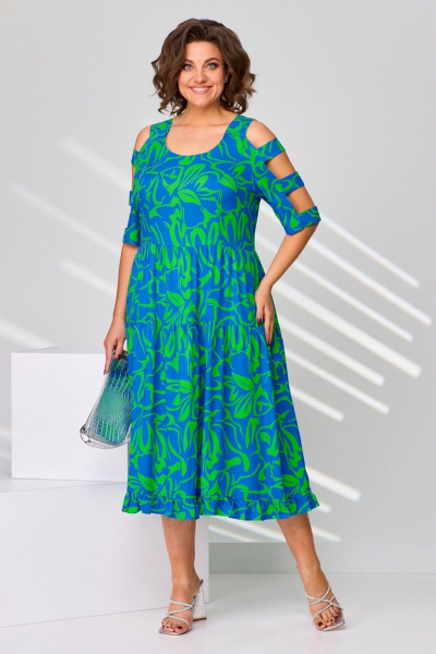 Платье Асолия 2687 зелено-васильковый - фото 2