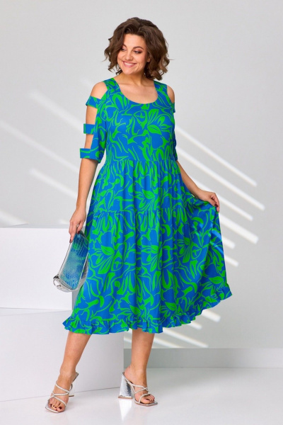 Платье Асолия 2687 зелено-васильковый - фото 1