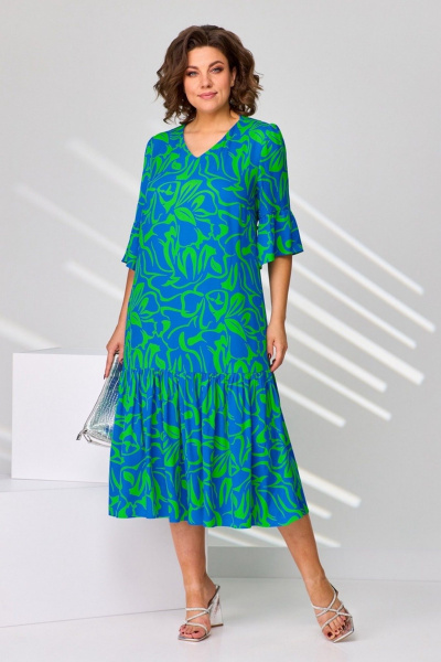 Платье Асолия 2686 зелено-васильковый - фото 4
