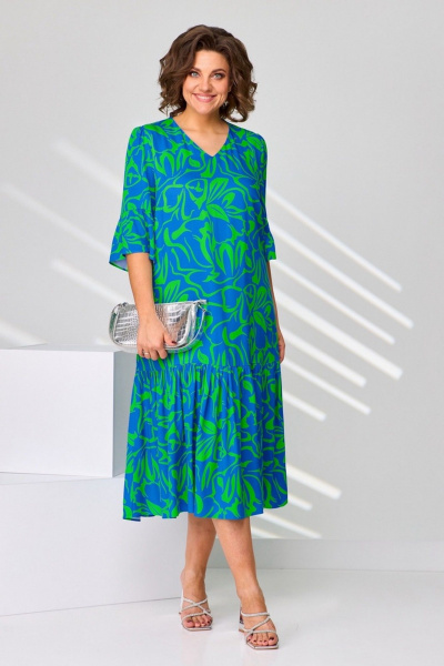 Платье Асолия 2686 зелено-васильковый - фото 3