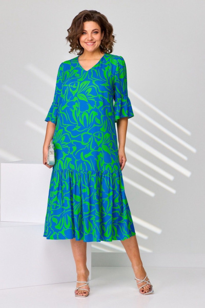 Платье Асолия 2686 зелено-васильковый - фото 1