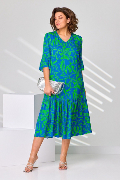 Платье Асолия 2686 зелено-васильковый - фото 2