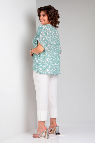 Блуза, брюки Liona Style 901 зеленый-белый - фото 2