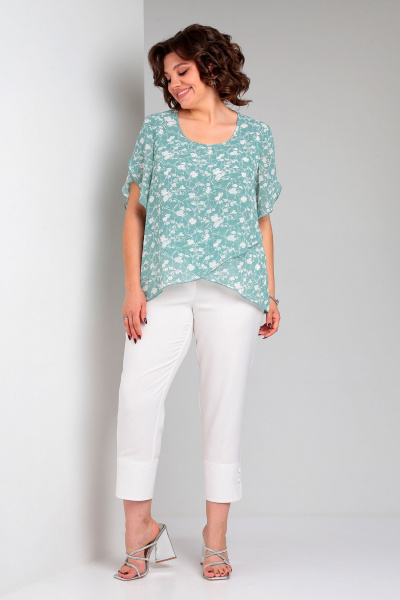 Блуза, брюки Liona Style 901 зеленый-белый - фото 3