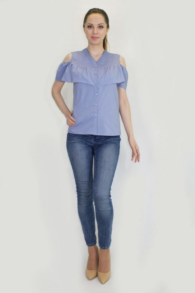 Блуза VLADOR 500621-1 джинсовый - фото 1