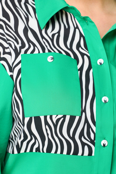 Блуза EVA GRANT 7080-1 зелень+принт_зебра - фото 6