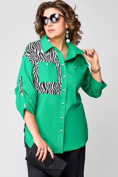 Блуза EVA GRANT 7080-1 зелень+принт_зебра - фото 3