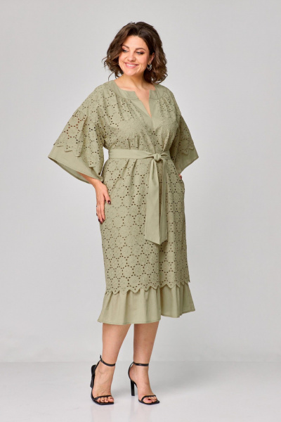 Платье ANASTASIA MAK 1195 оливковый - фото 5