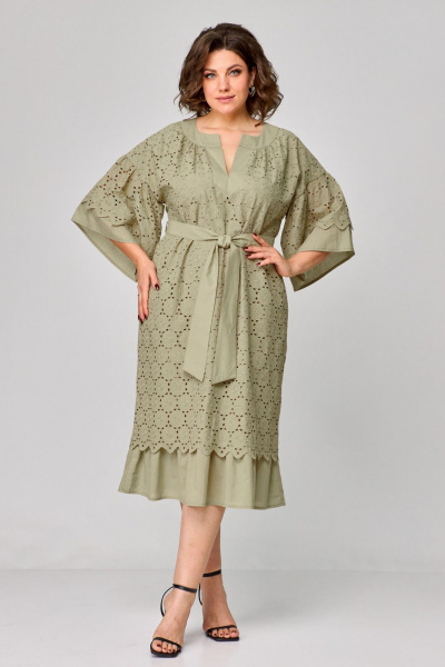 Платье ANASTASIA MAK 1195 оливковый - фото 4
