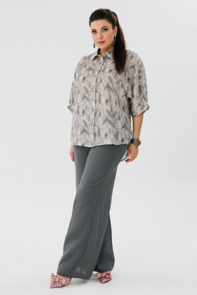 Блуза, брюки Anelli 1465 перья+ базальтово-серый - фото 7