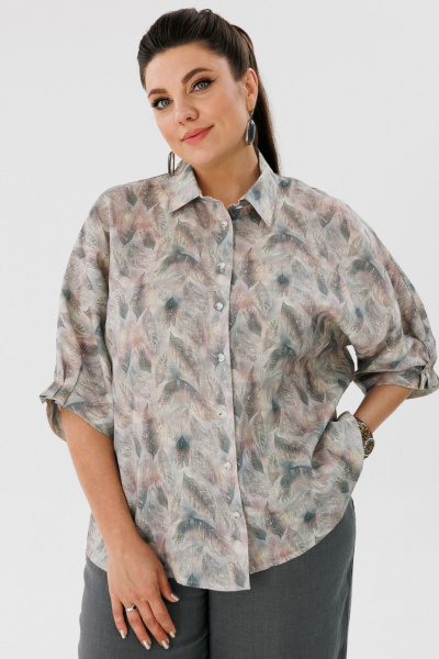 Блуза, брюки Anelli 1465 перья+ базальтово-серый - фото 2