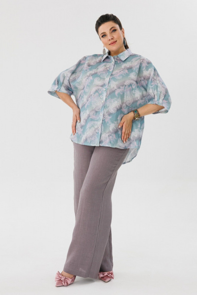 Блуза, брюки Anelli 1465 прозрачная-вода+желудь - фото 5
