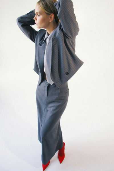 Жакет, юбка PiRS 5301 серый - фото 3
