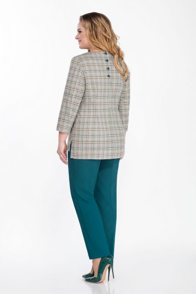 Блуза, брюки БагираАнТа 640 серо-зеленый+бирюза - фото 2