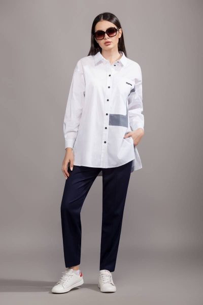 Блуза, брюки Olegran 2014.2 белый/синий - фото 1
