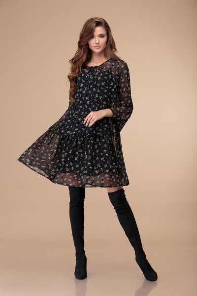 Платье Svetlana-Style 1374 черный+цветы - фото 1