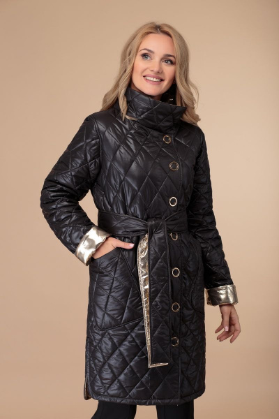 Пальто Svetlana-Style 1458 черный+золото - фото 1