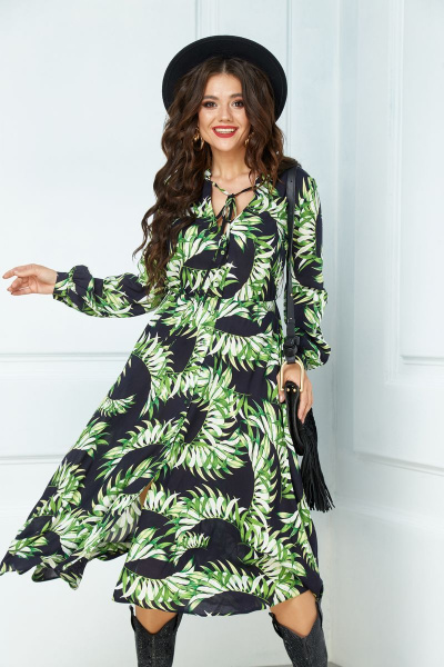 Платье Anastasia 503 черный/зеленый - фото 3