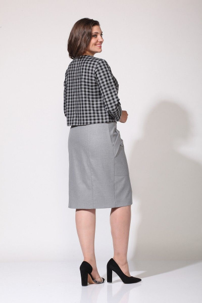 Жакет, юбка Lady Style Classic 2226 серый-черный - фото 2