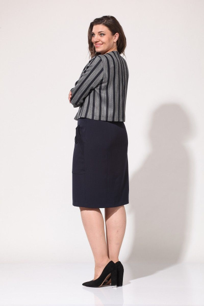 Жакет, юбка Lady Style Classic 2226/1 темно-синий-серый - фото 2