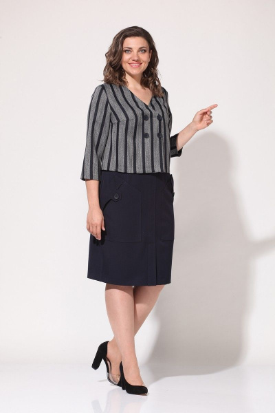 Жакет, юбка Lady Style Classic 2226/1 темно-синий-серый - фото 1